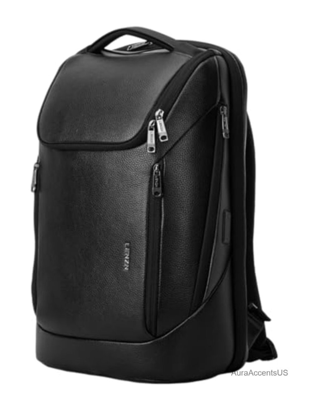 Cow Leather Laptop Backpack 15.6 Inch USB Charging Water Resistant Business